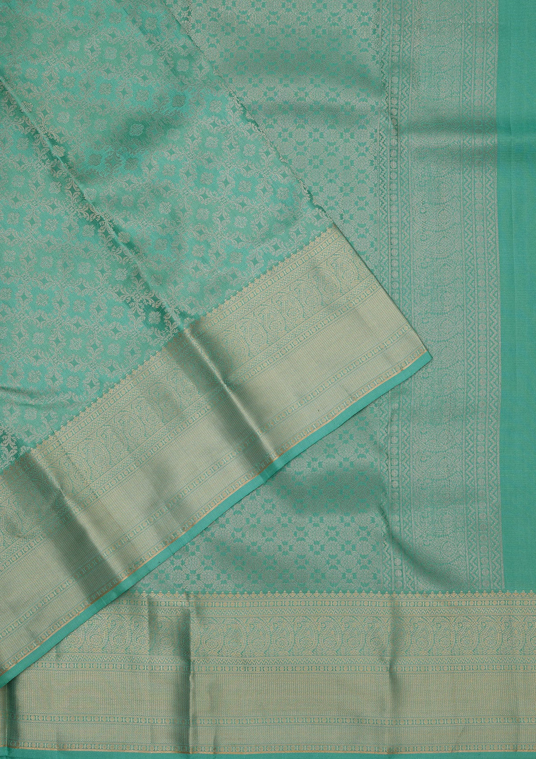 Turquoise Blue Zariwork Pure Silk Saree-Koskii