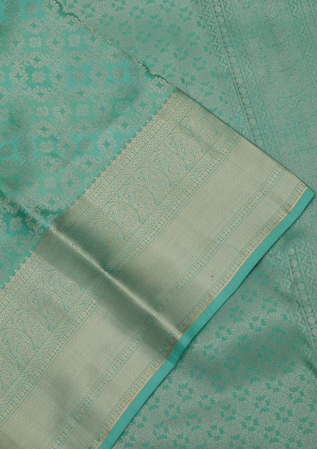Turquoise Blue Zariwork Pure Silk Saree-Koskii