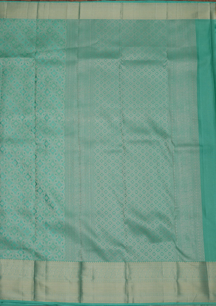 Turquoise Blue Zariwork Pure Silk Saree-Koskii