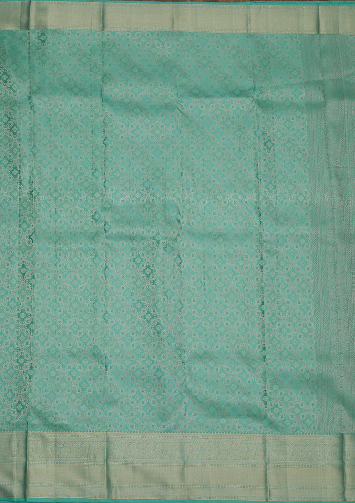 Turquoise Blue Zariwork Pure Silk Saree-Koskii