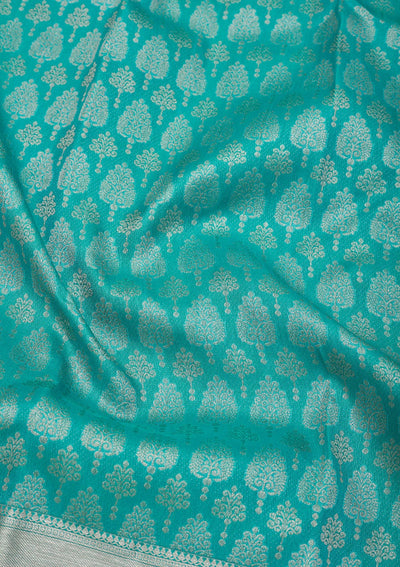 Turquoise Blue Zariwork Pure Silk Saree