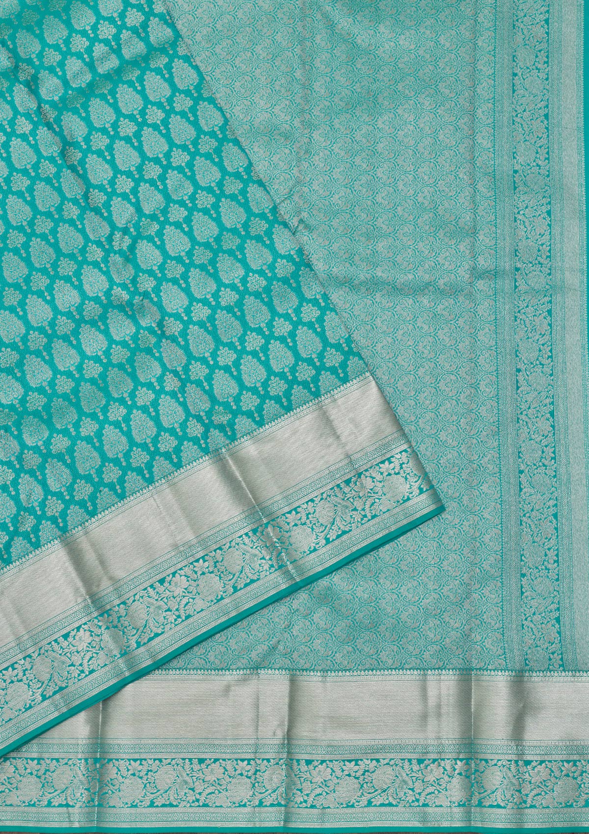 Turquoise Blue Zariwork Pure Silk Saree