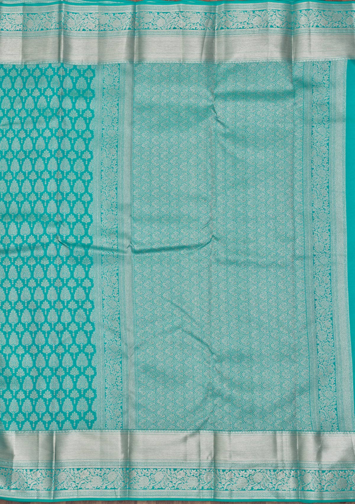 Turquoise Blue Zariwork Pure Silk Saree