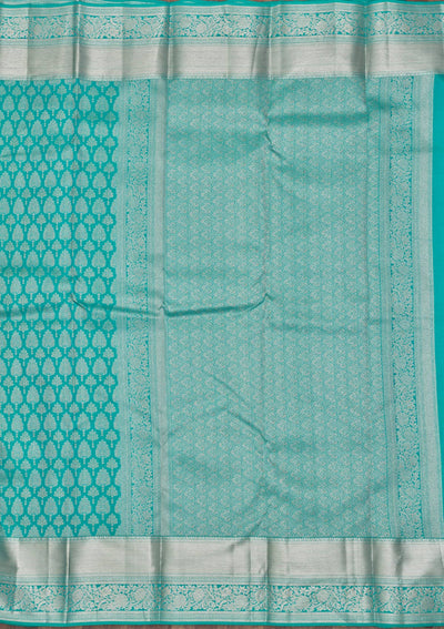 Turquoise Blue Zariwork Pure Silk Saree