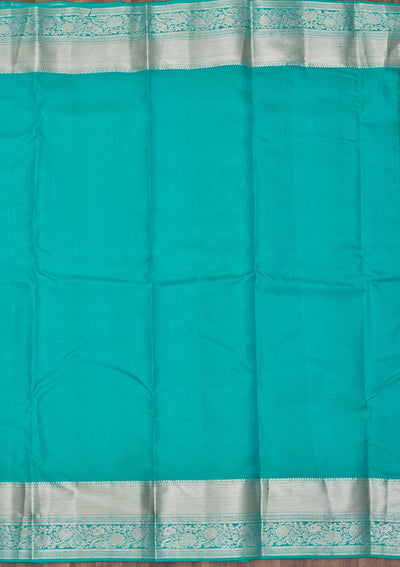 Turquoise Blue Zariwork Pure Silk Saree