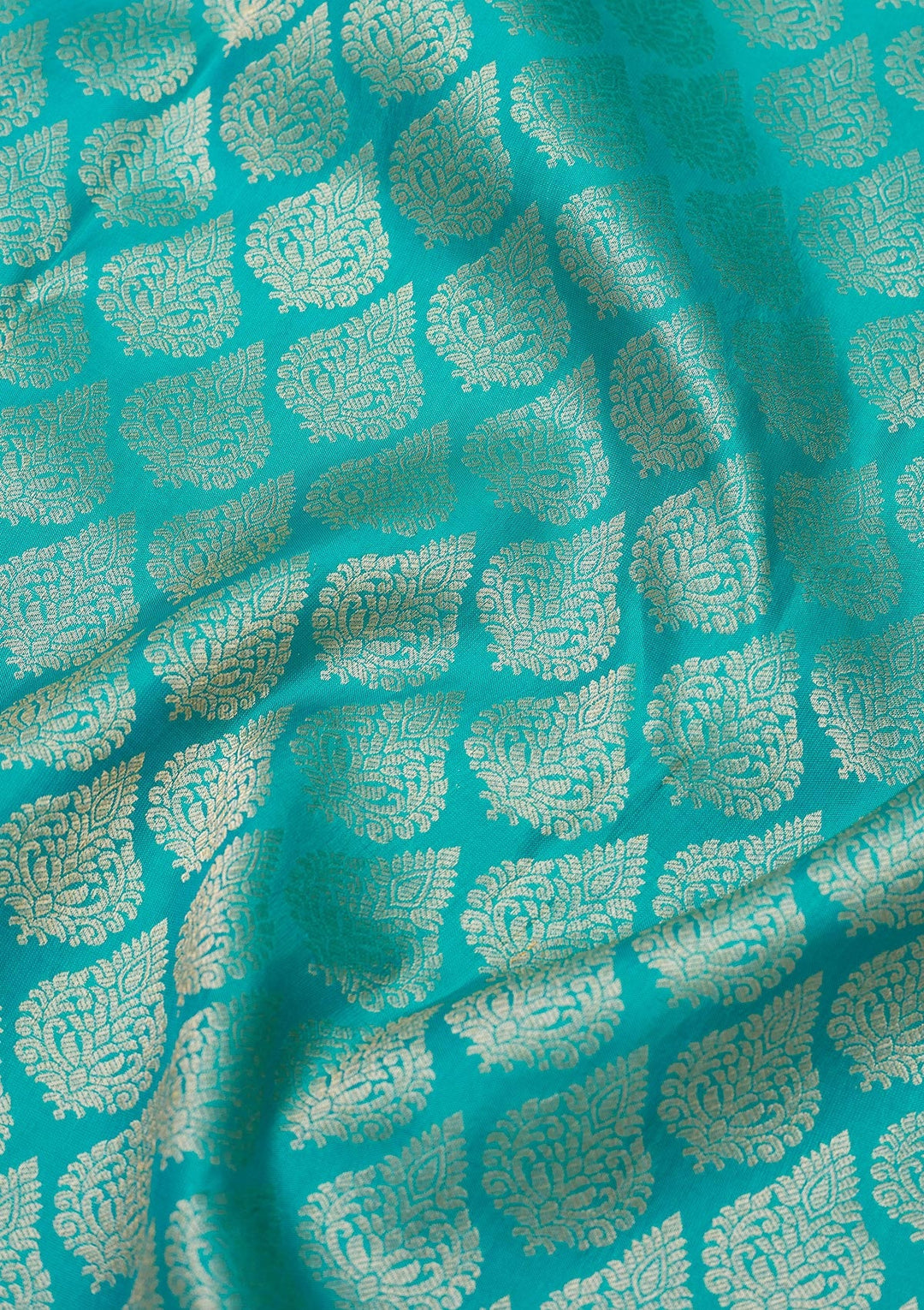 Turquoise Blue Zariwork Pure Silk Saree-Koskii