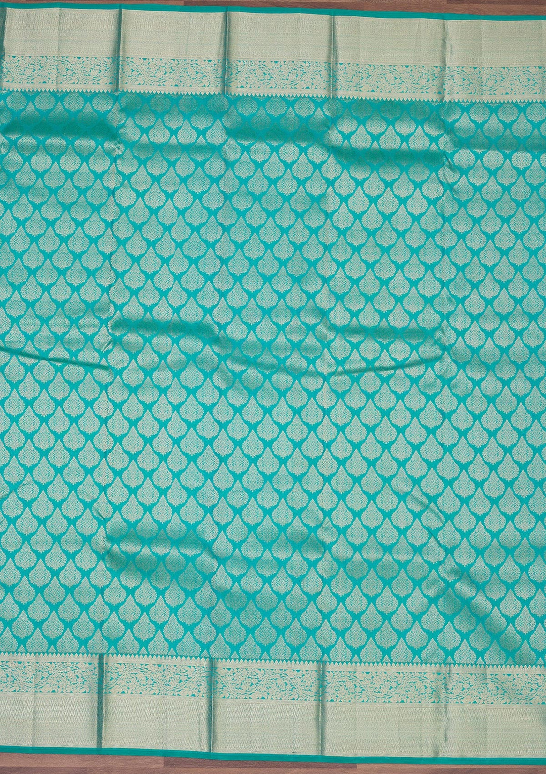 Turquoise Blue Zariwork Pure Silk Saree-Koskii