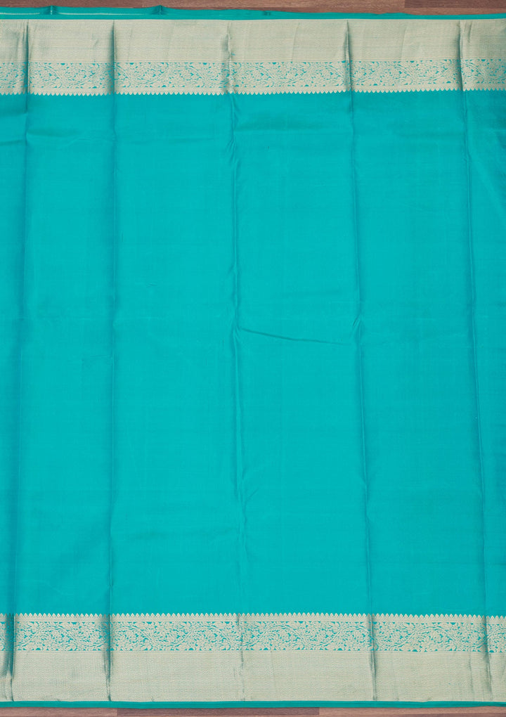Turquoise Blue Zariwork Pure Silk Saree-Koskii