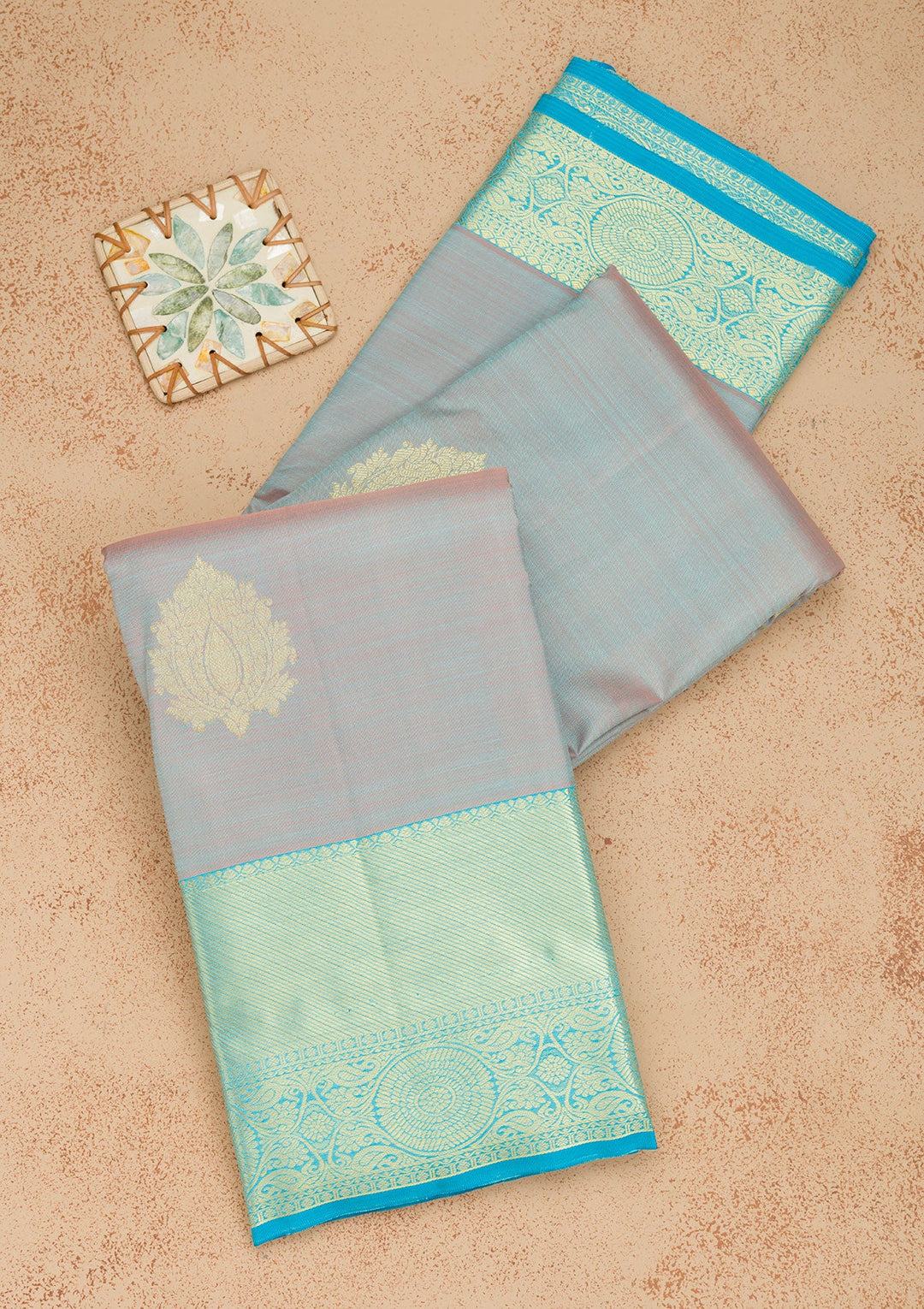 Grey Zariwork Pure Silk Saree-Koskii