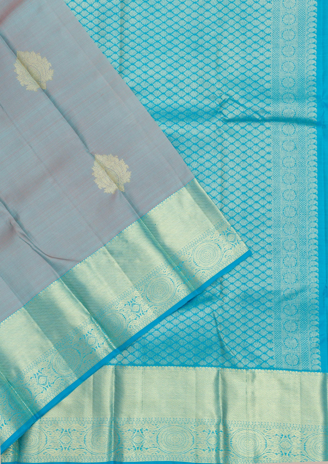 Grey Zariwork Pure Silk Saree-Koskii