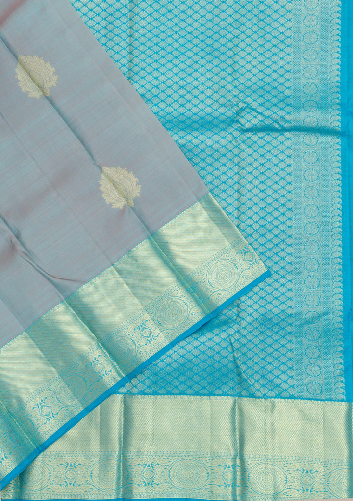 Grey Zariwork Pure Silk Saree-Koskii