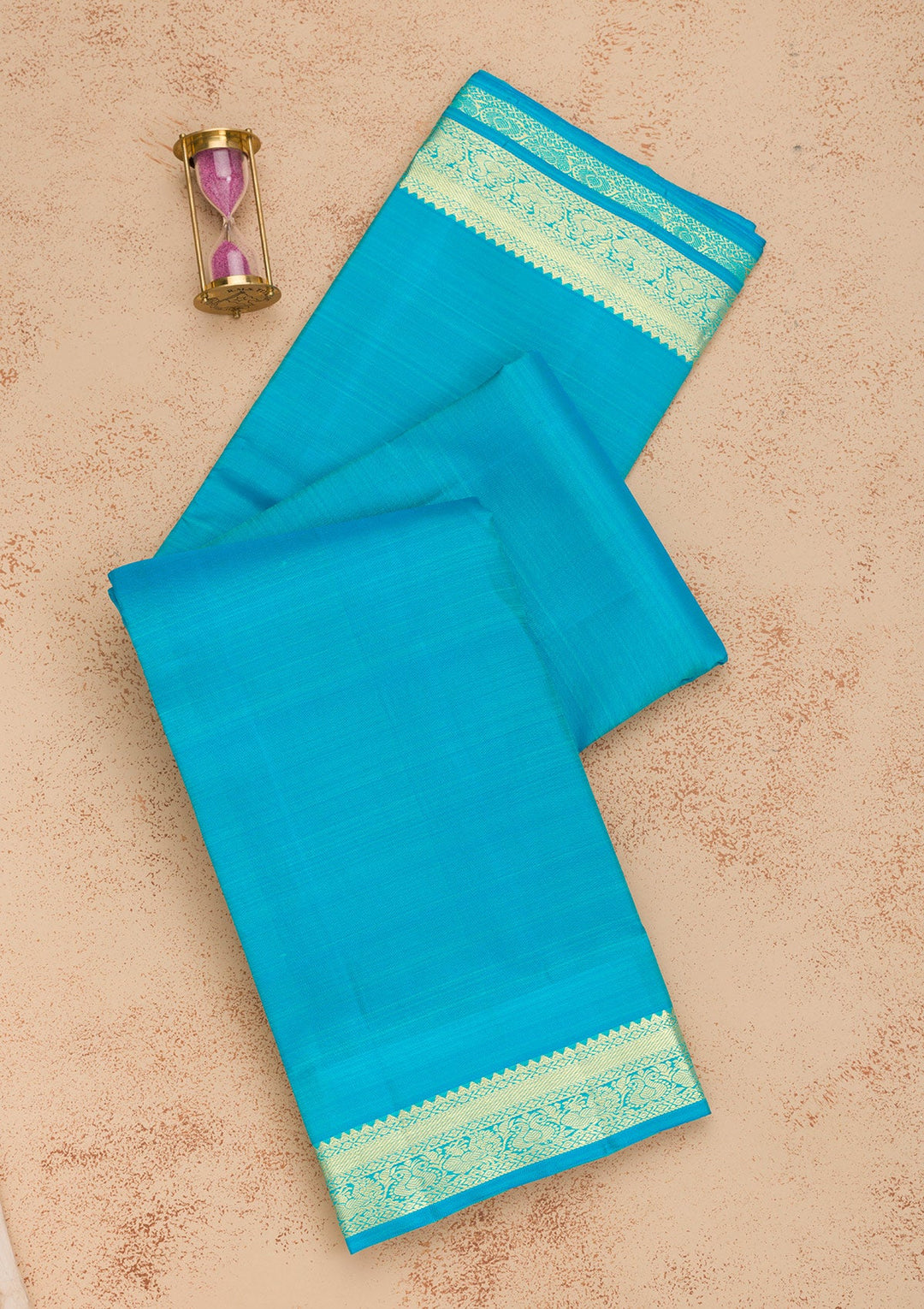 Turquoise Blue Zariwork Pure Silk Saree-Koskii