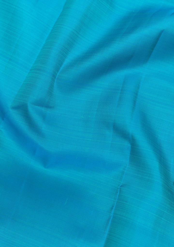 Turquoise Blue Zariwork Pure Silk Saree-Koskii