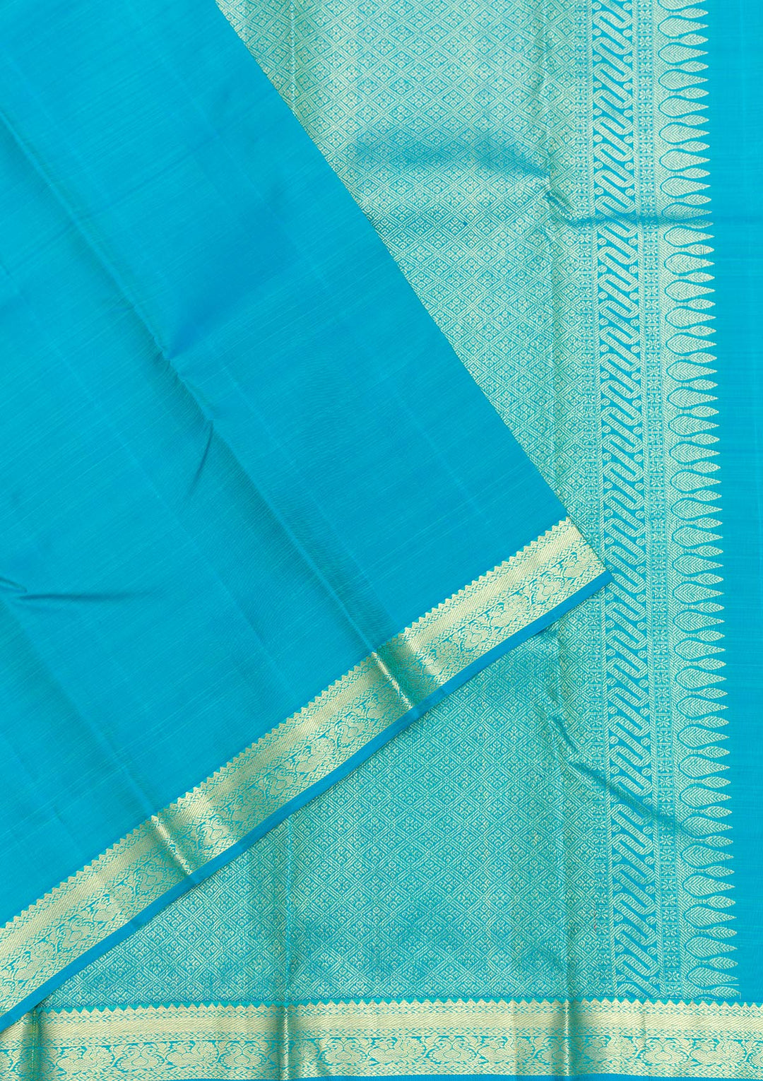 Turquoise Blue Zariwork Pure Silk Saree-Koskii