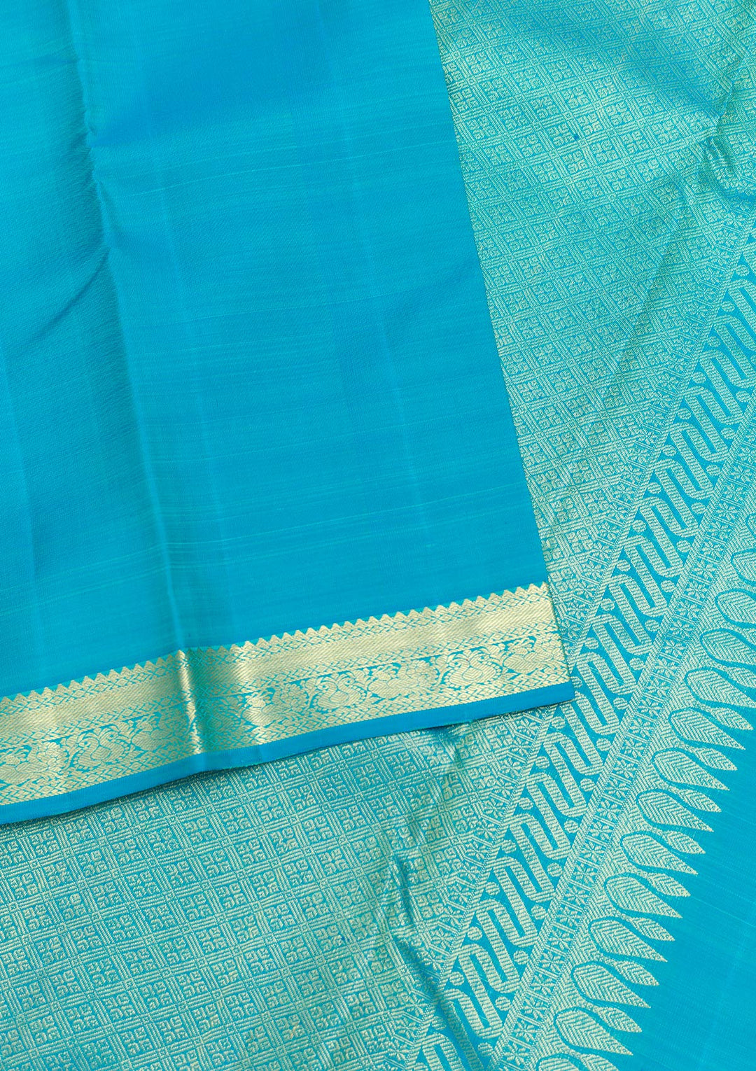 Turquoise Blue Zariwork Pure Silk Saree-Koskii