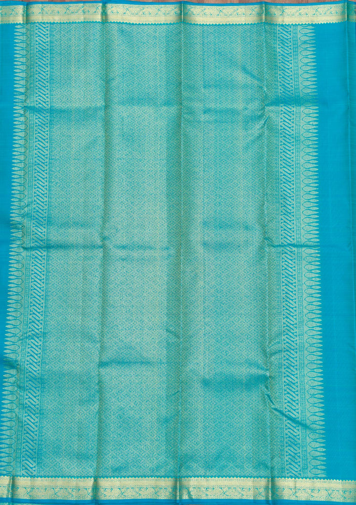 Turquoise Blue Zariwork Pure Silk Saree-Koskii
