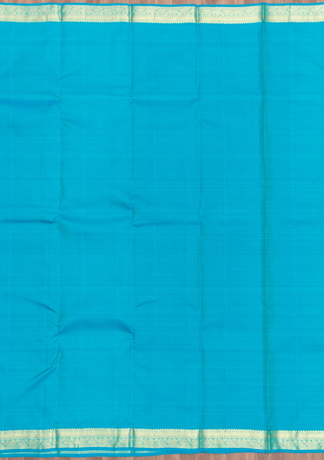 Turquoise Blue Zariwork Pure Silk Saree-Koskii