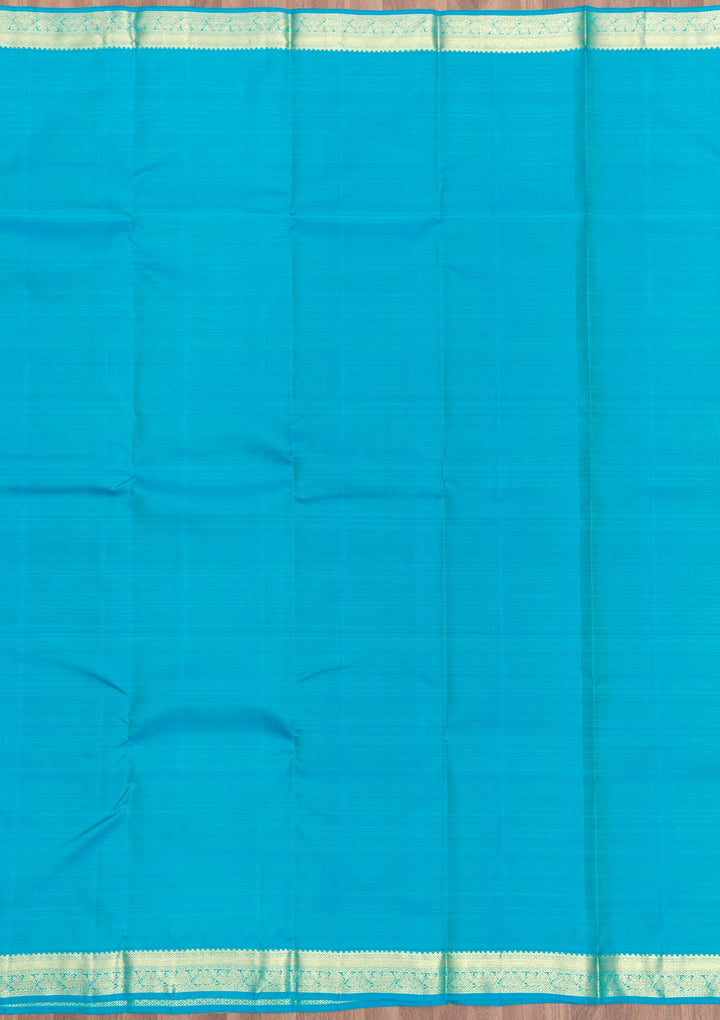 Turquoise Blue Zariwork Pure Silk Saree-Koskii