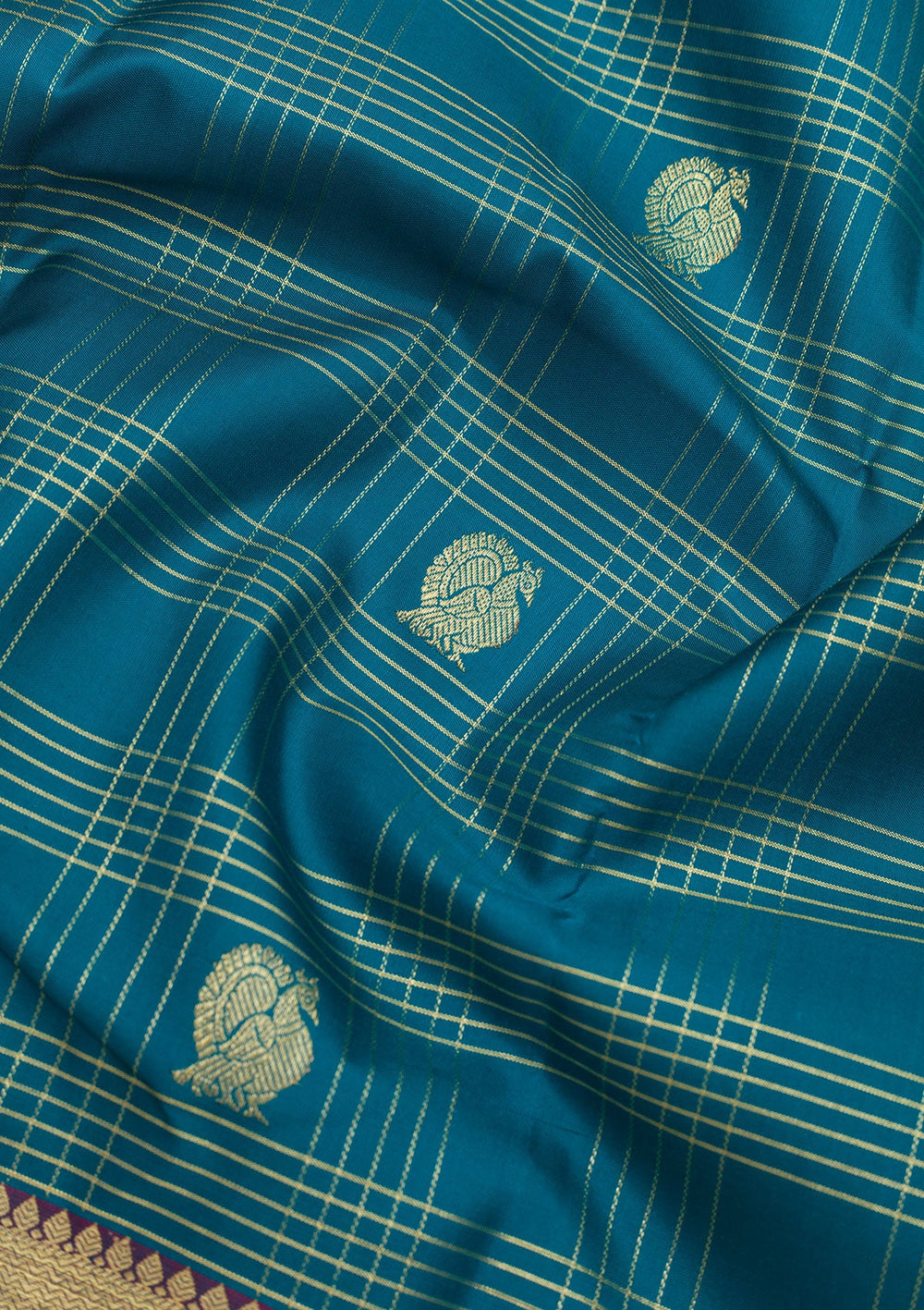 Turquoise Blue Zariwork Pure Silk Saree-Koskii