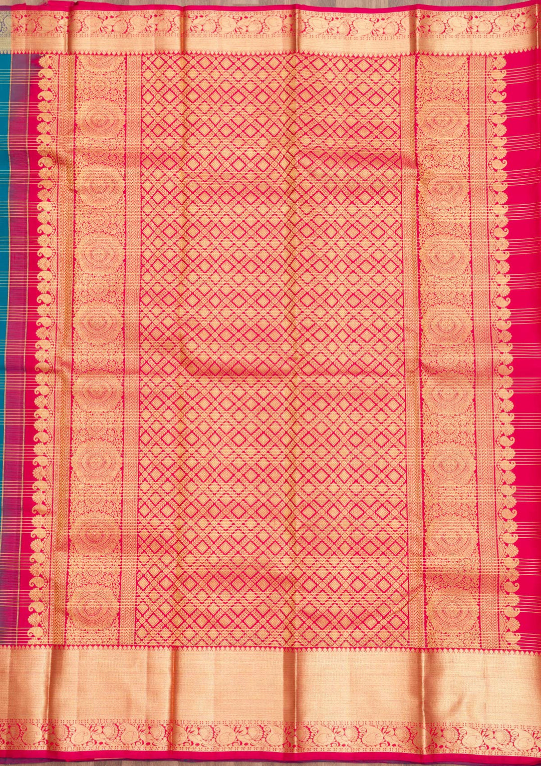 Turquoise Blue Zariwork Pure Silk Saree-Koskii