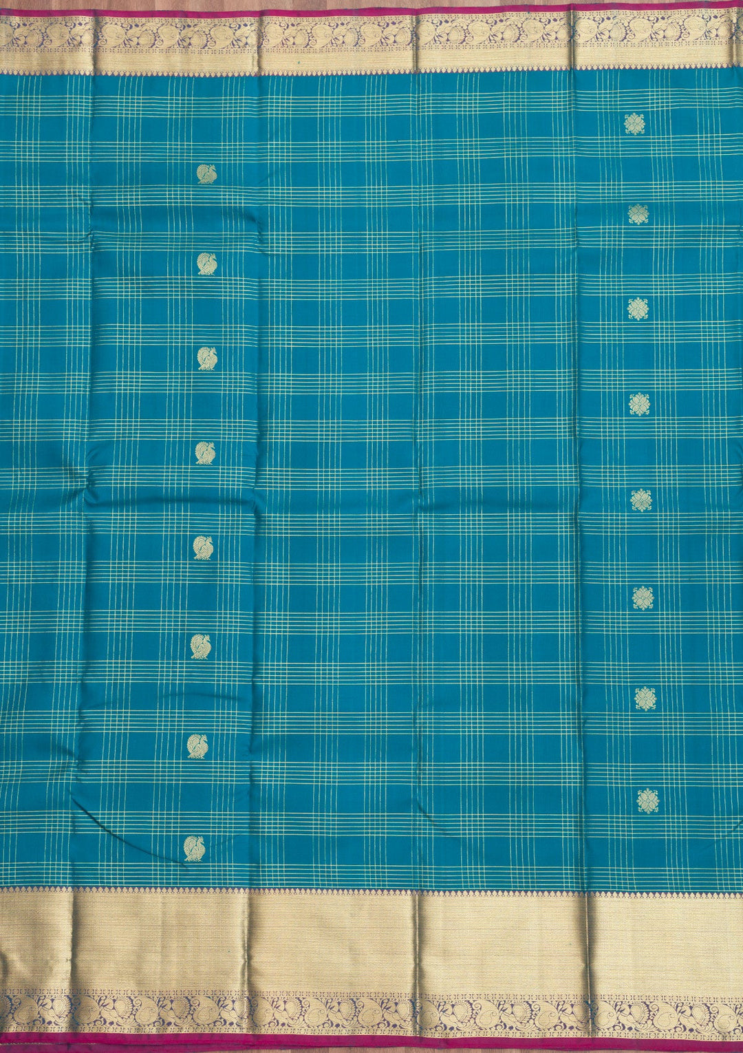 Turquoise Blue Zariwork Pure Silk Saree-Koskii