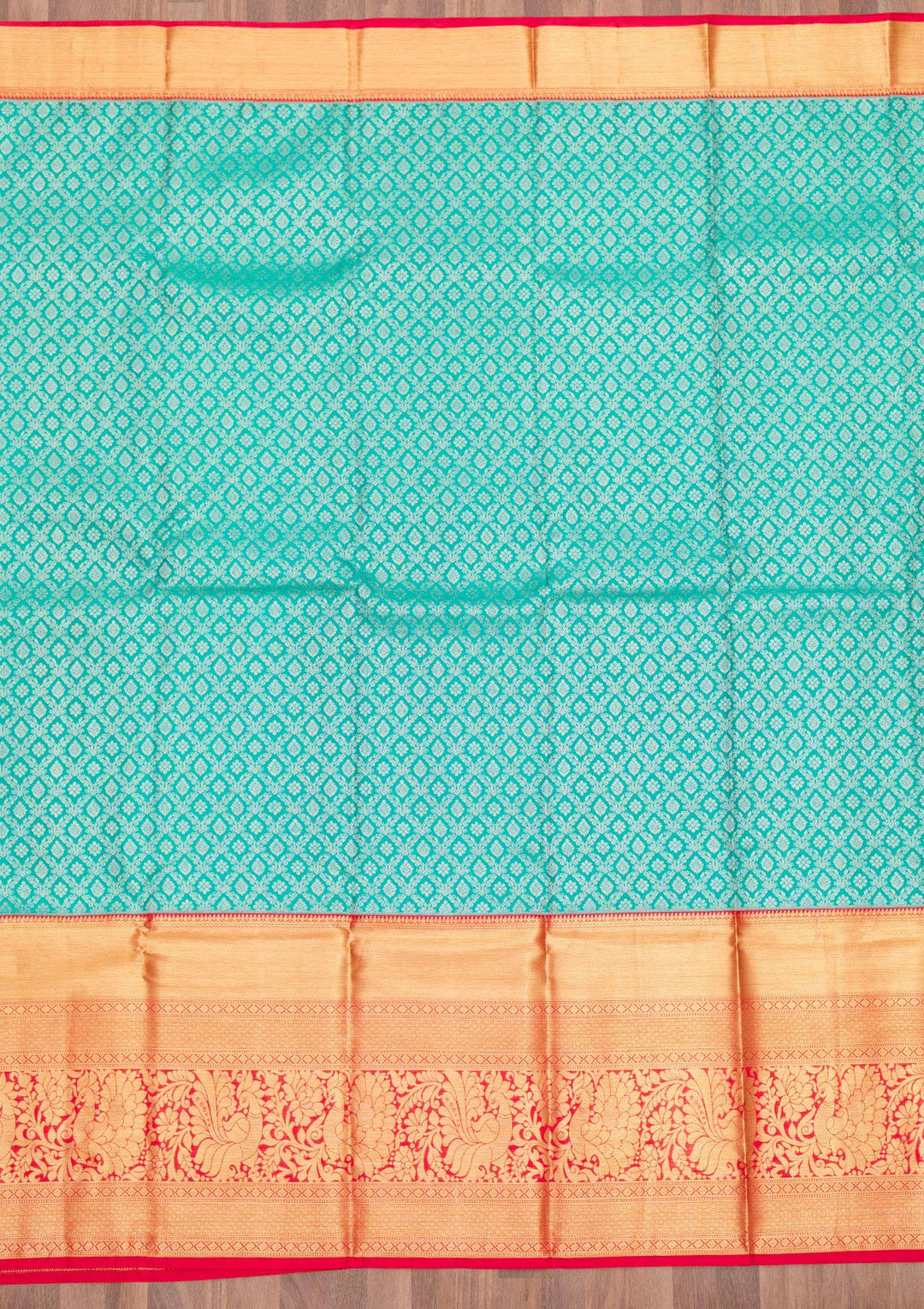 Turquoise Blue Zariwork Pure Silk Saree-Koskii