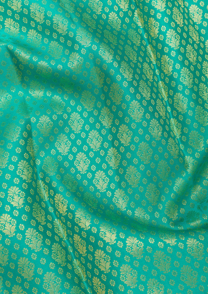 Turquoise Blue Zariwork Pure Silk Saree-Koskii
