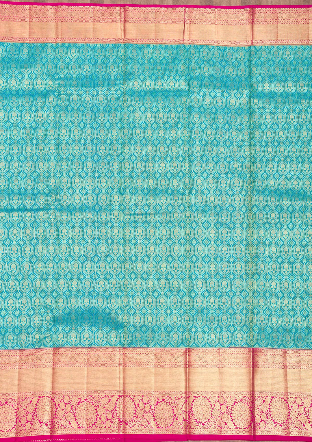 Turquoise Blue Zariwork Pure Silk Saree-Koskii
