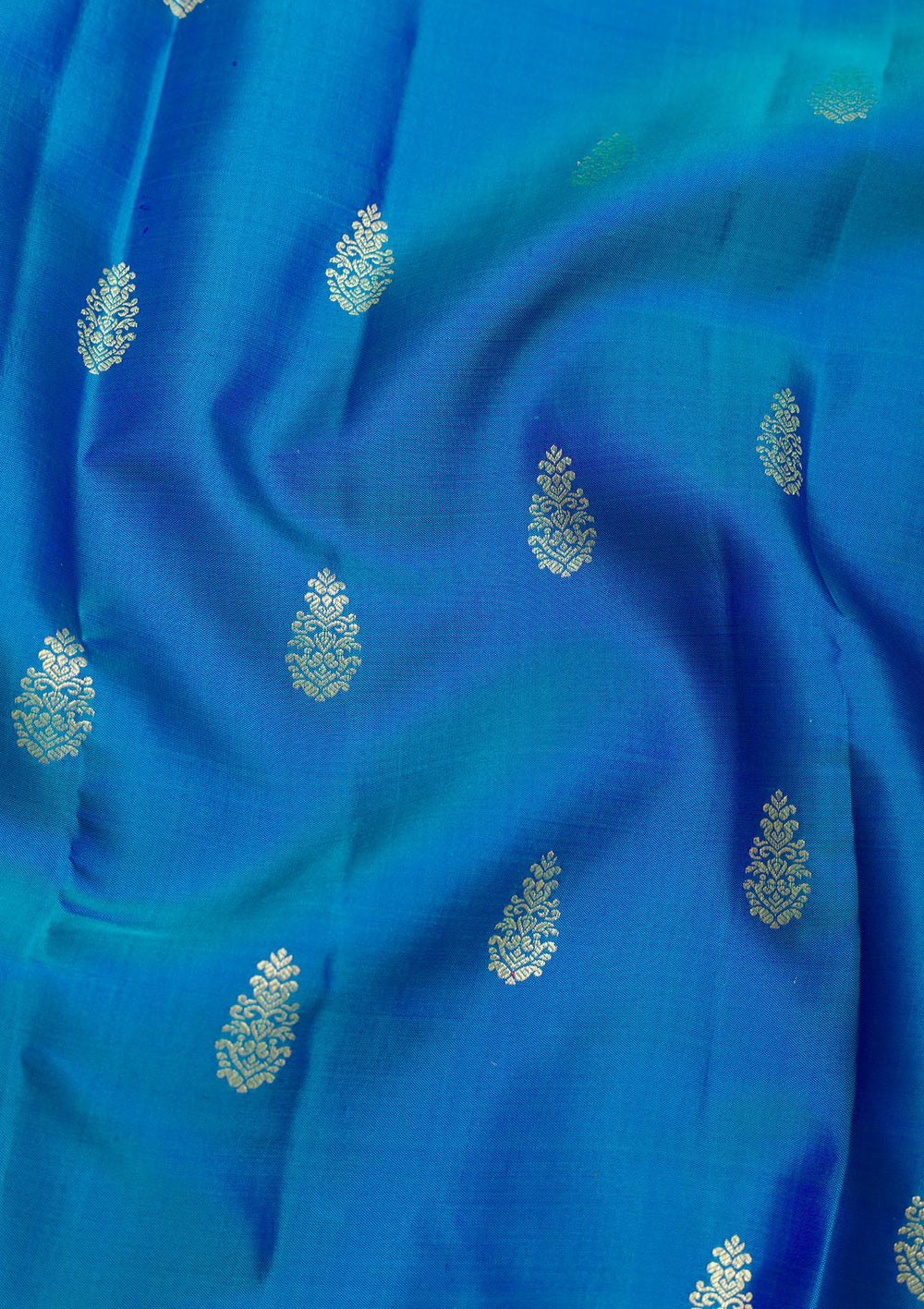 Turquoise Blue Zariwork Pure Silk Saree-Koskii