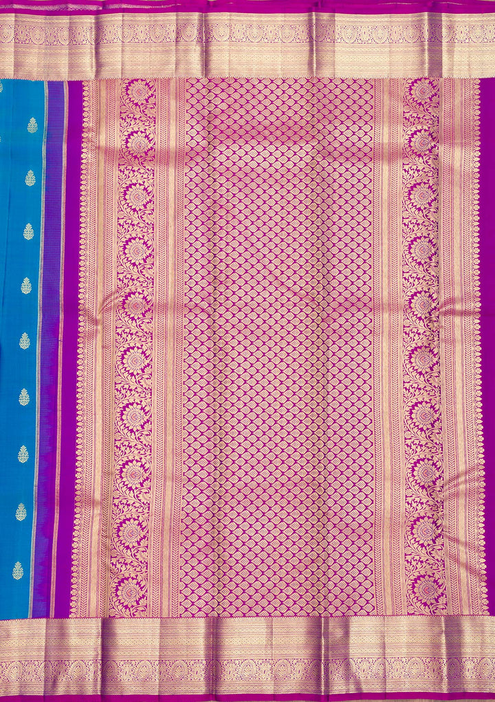 Turquoise Blue Zariwork Pure Silk Saree-Koskii