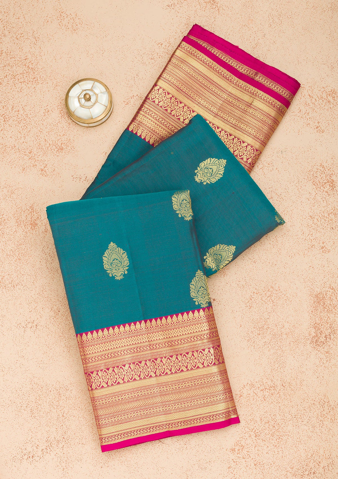 Turquoise Blue Zariwork Pure Silk Saree-Koskii