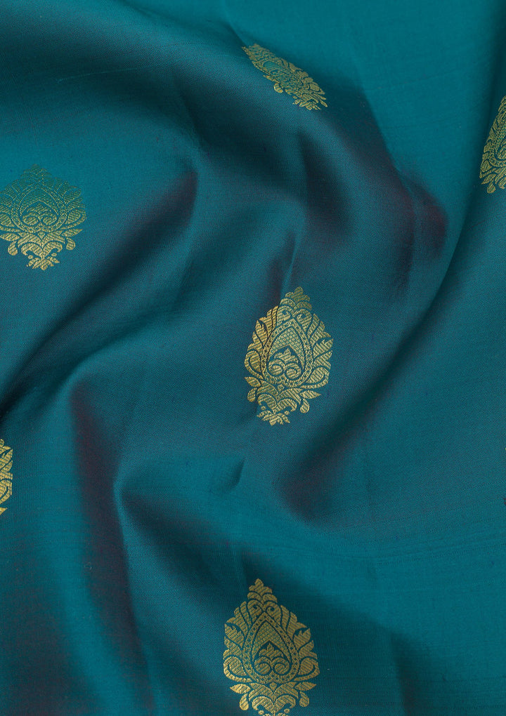 Turquoise Blue Zariwork Pure Silk Saree-Koskii