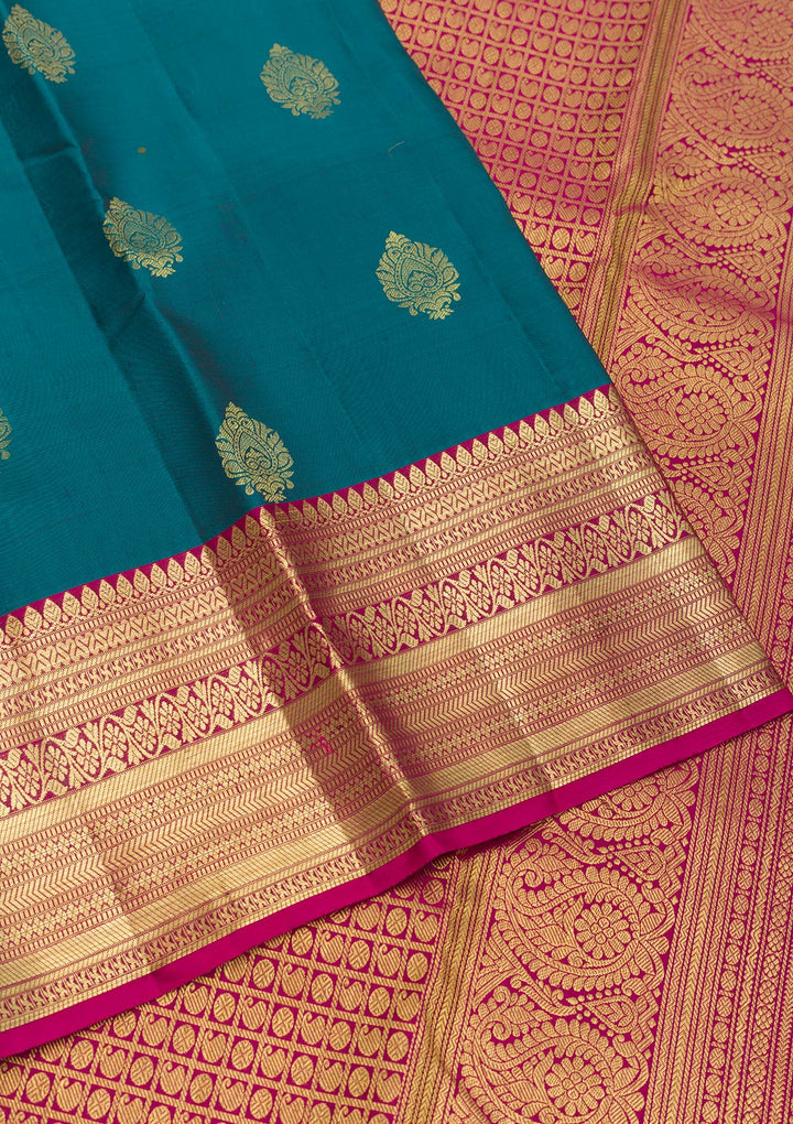 Turquoise Blue Zariwork Pure Silk Saree-Koskii
