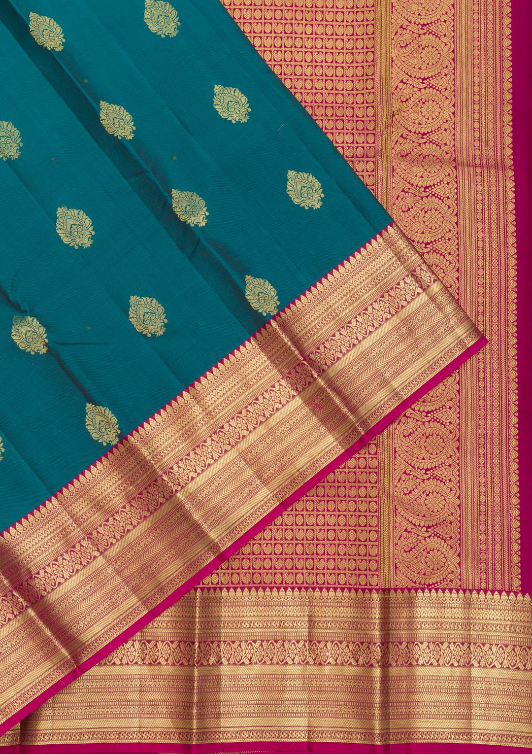 Turquoise Blue Zariwork Pure Silk Saree-Koskii