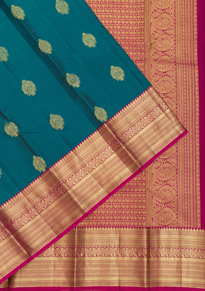 Turquoise Blue Zariwork Pure Silk Saree-Koskii