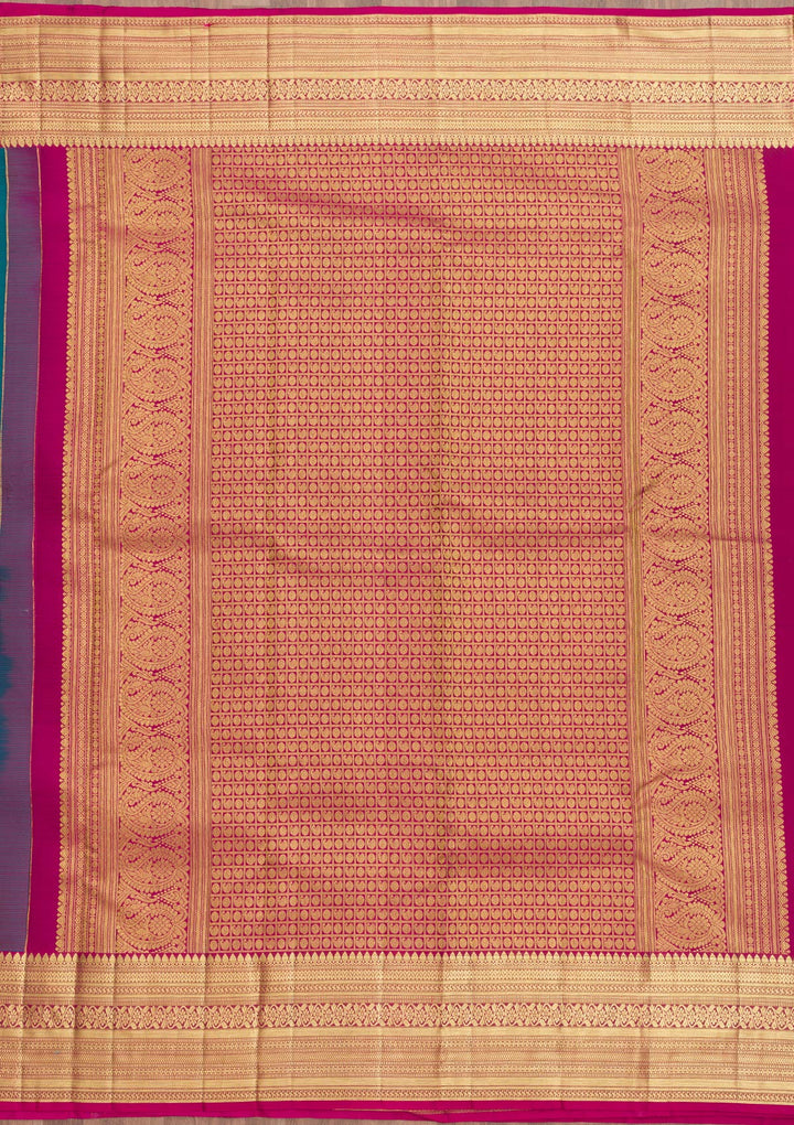 Turquoise Blue Zariwork Pure Silk Saree-Koskii