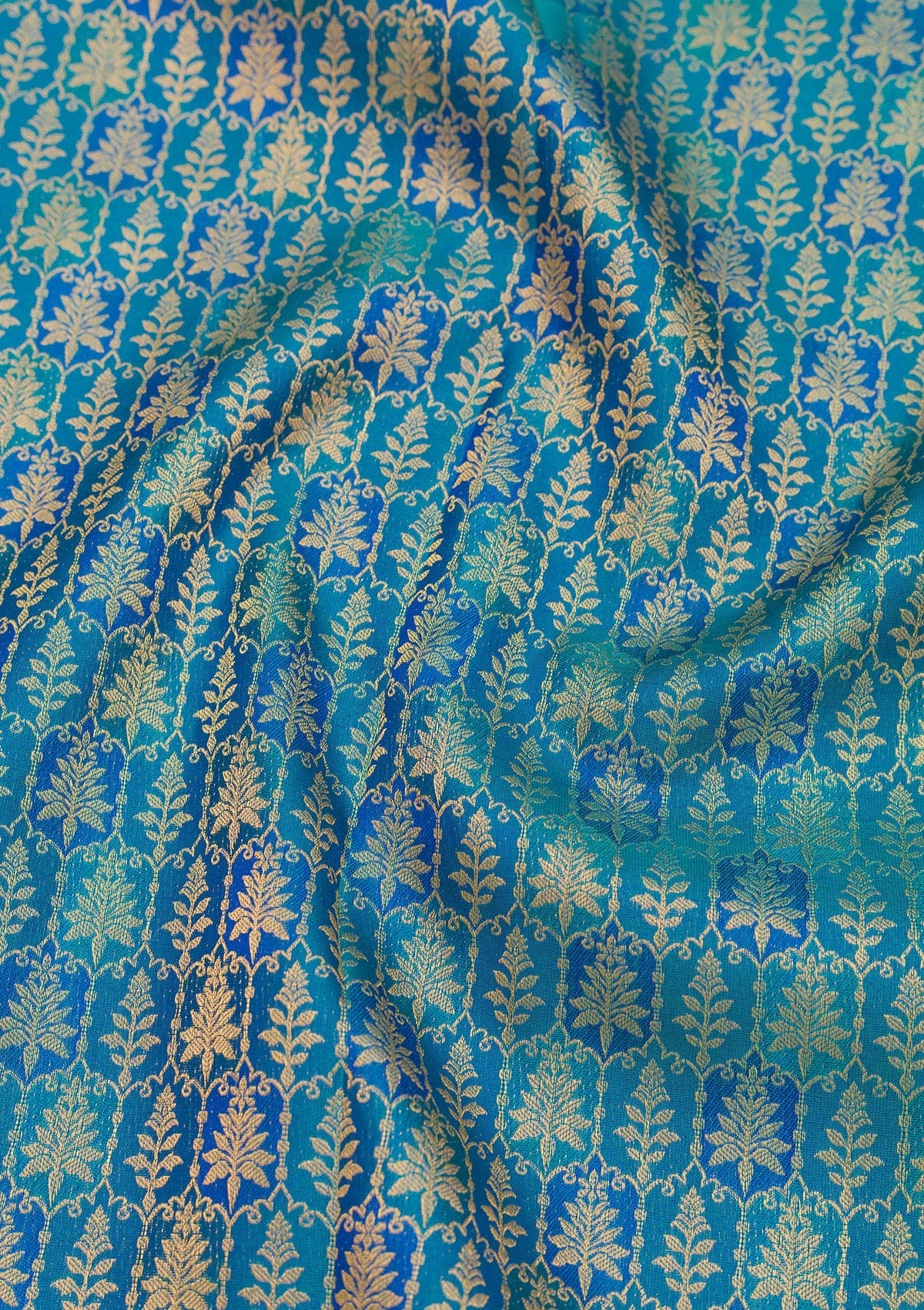 Turquoise Blue Zariwork Pure Silk Saree-Koskii