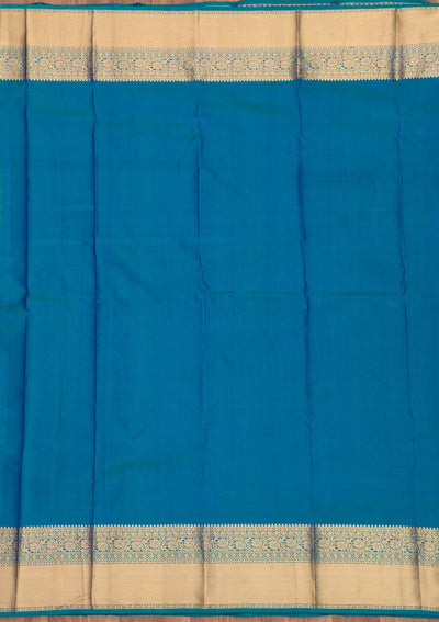 Turquoise Blue Zariwork Pure Silk Saree-Koskii