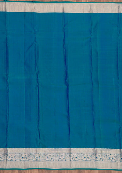 Turquoise Blue Zariwork Pure Silk Saree-Koskii