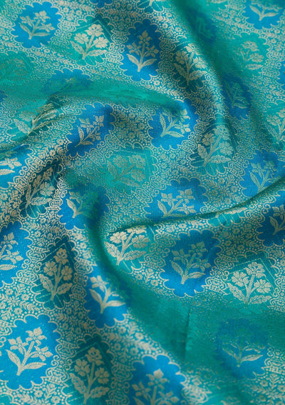 Turquoise Blue Zariwork Pure Silk Saree-Koskii