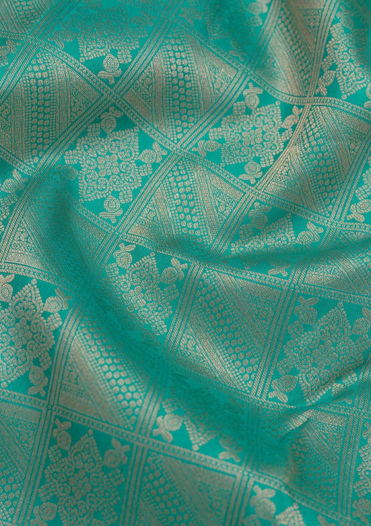 Turquoise Blue Zariwork Pure Silk Saree-Koskii