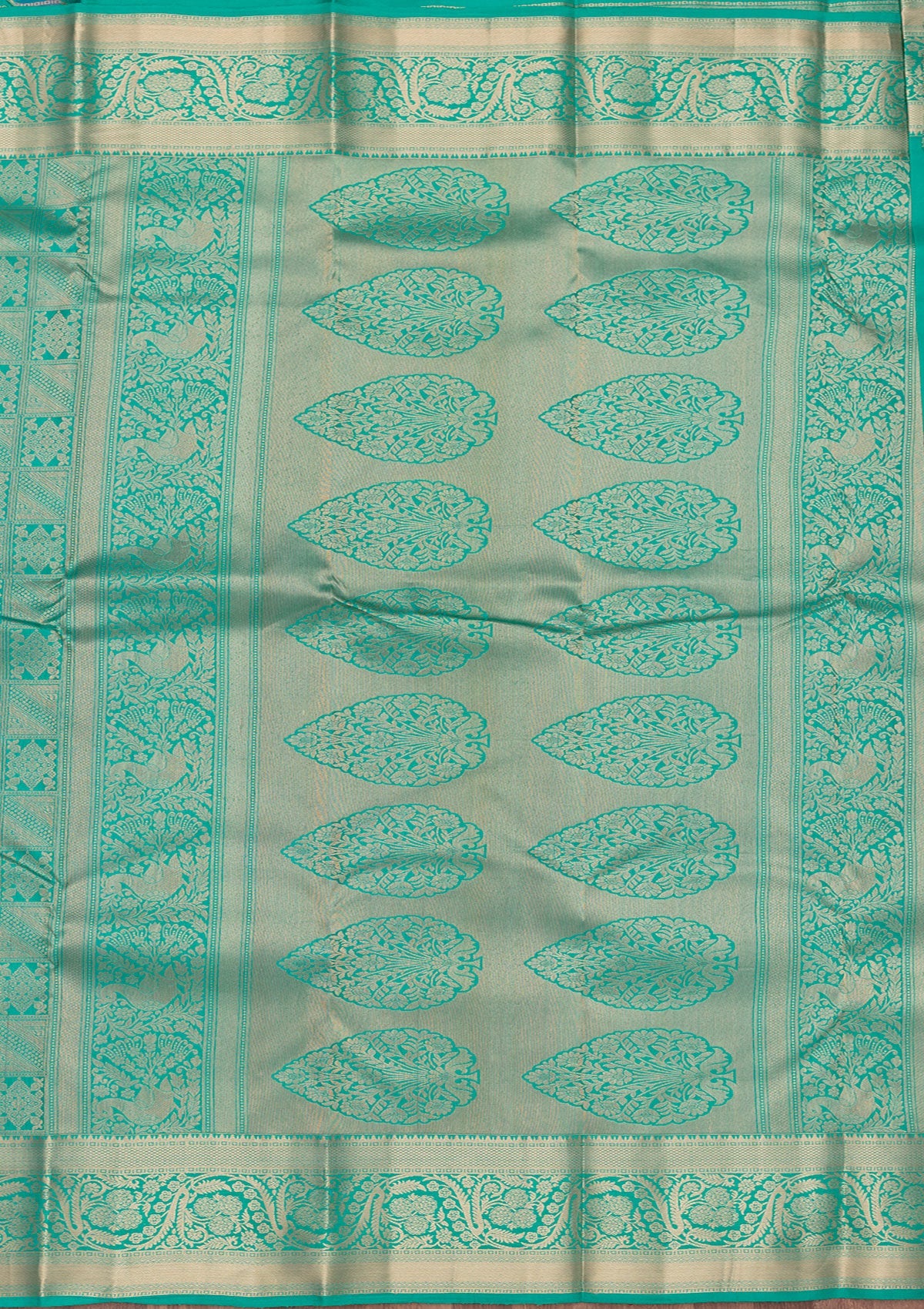 Turquoise Blue Zariwork Pure Silk Saree-Koskii