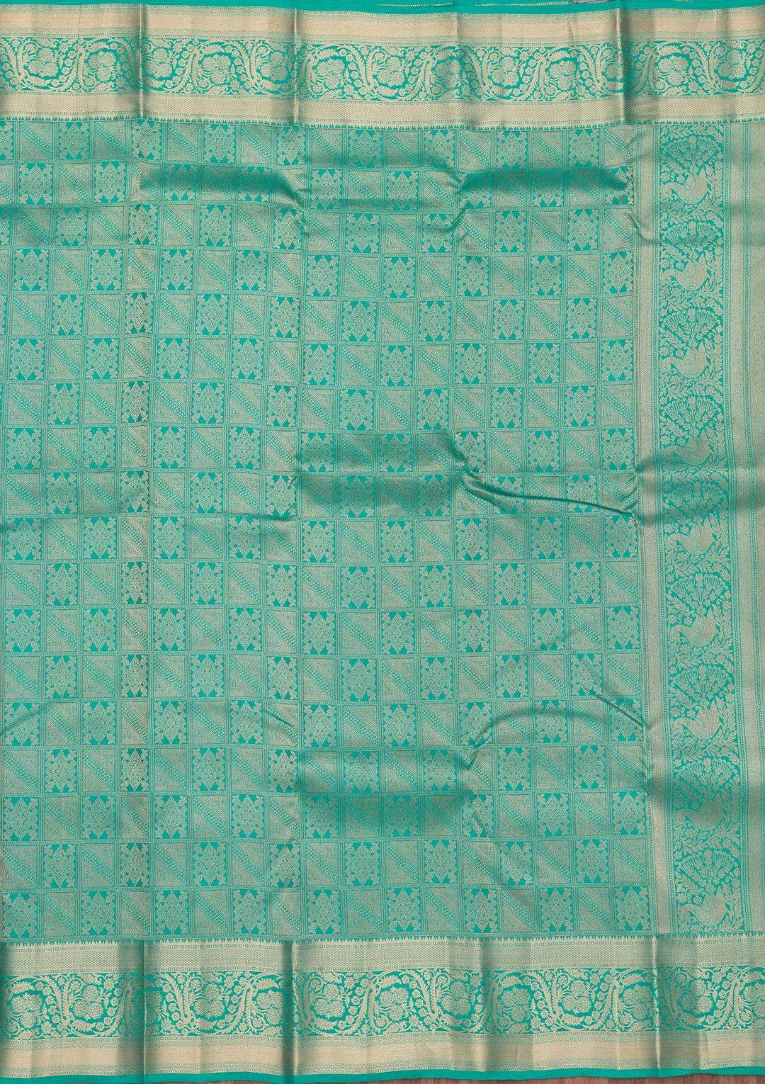 Turquoise Blue Zariwork Pure Silk Saree-Koskii