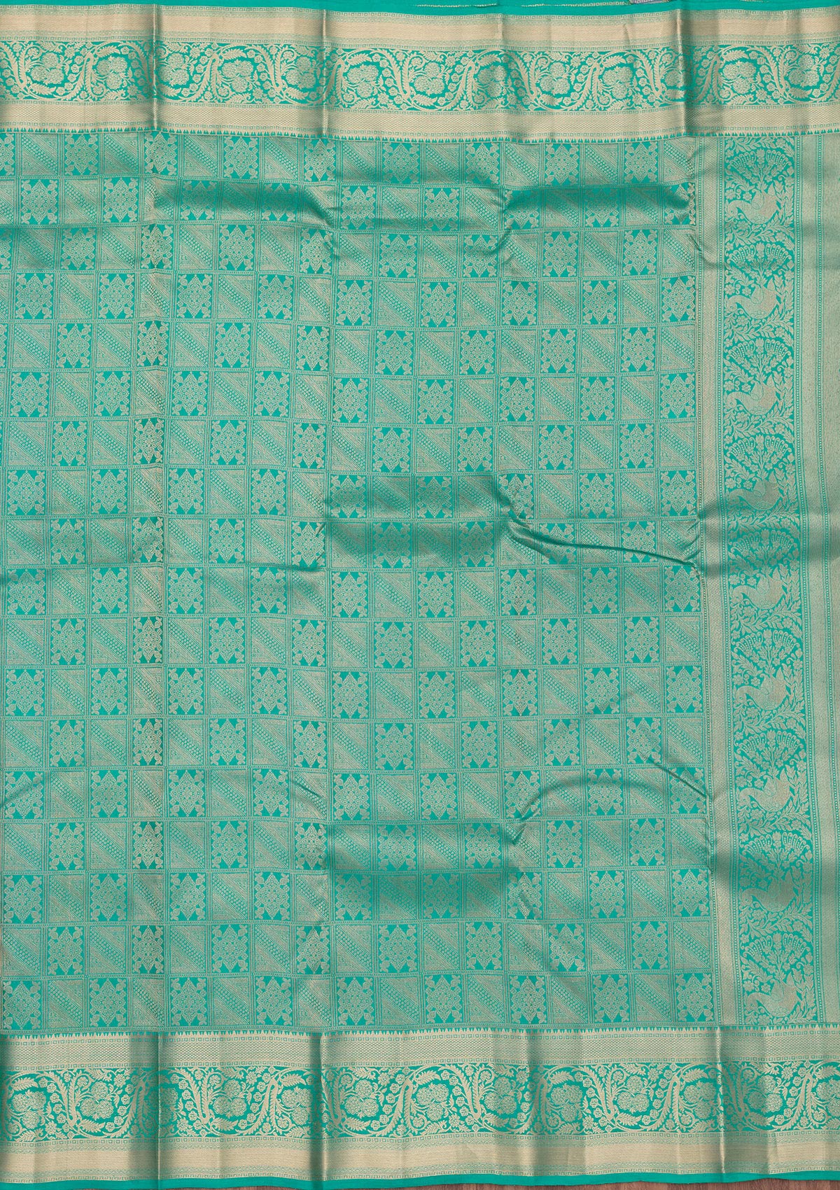 Turquoise Blue Zariwork Pure Silk Saree-Koskii