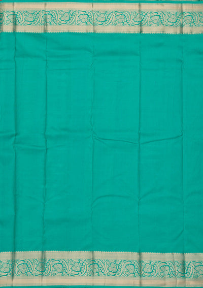 Turquoise Blue Zariwork Pure Silk Saree-Koskii