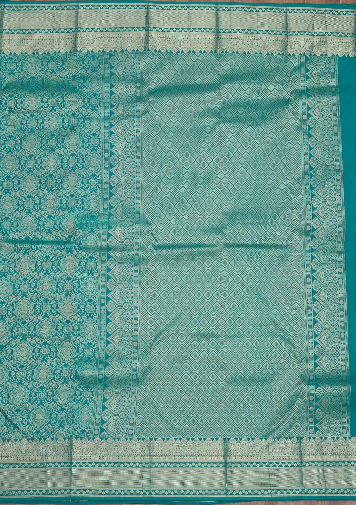 Turquoise Blue Zariwork Pure Silk Saree-Koskii