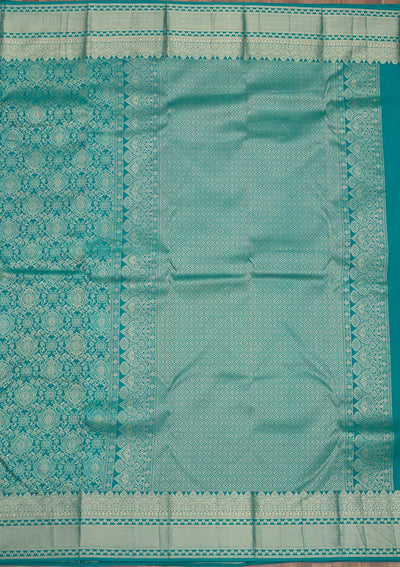 Turquoise Blue Zariwork Pure Silk Saree-Koskii