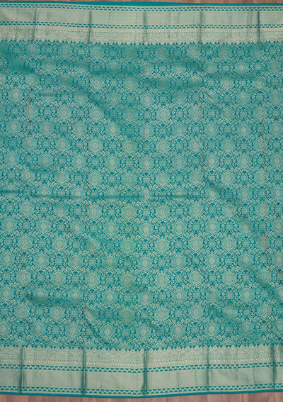 Turquoise Blue Zariwork Pure Silk Saree-Koskii