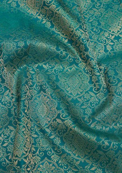 Turquoise Blue Zariwork Pure Silk Saree-Koskii