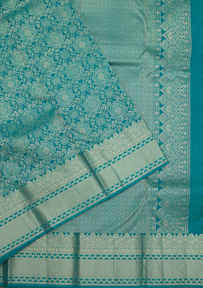 Turquoise Blue Zariwork Pure Silk Saree-Koskii